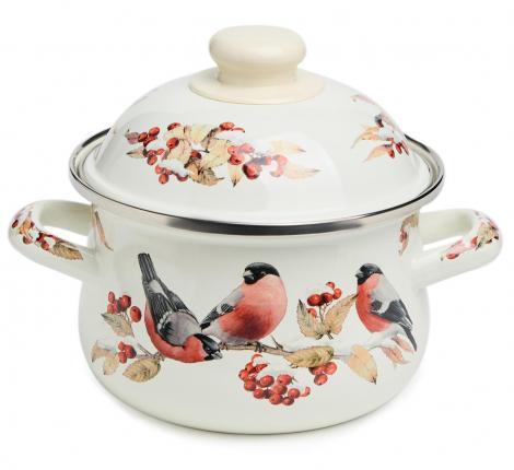 Кастрюля эмалированная с крышкой "СНЕГИРИ" 934-745, 1.5 л