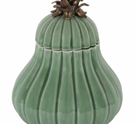 Шкатулка "PUMPKIN" GREEN фарфор, бронза, высота 23 см
