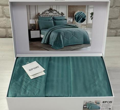 Постельное бельё EFOR STRIPE SATEN A-07 (бирюзовый), Евро