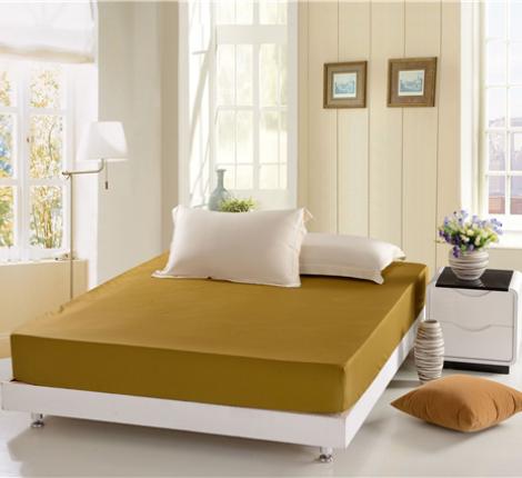 Простынь на резинке бамбук (BP-07) горчичный, 200x220