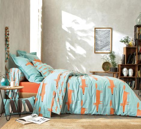 Постельное бельё "Blanc des Vosges" MR FOX CELADON перкаль, 1,5 спальный