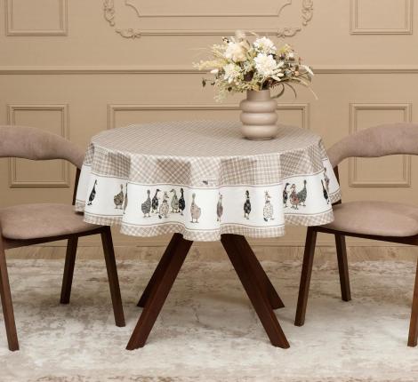 Скатерть круглая с пропиткой "FAMILY FARM" клетка, 150 см