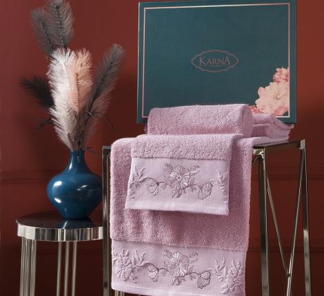 Комплект махровых полотенец &quot;KARNA&quot; MIRA 50x90-70х140 см, Грязно-розовый