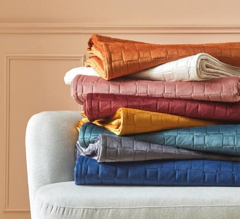 Покрывало бархатное "Blanc des Vosges" SPIRIT NATUREL (кремовый), 180х260