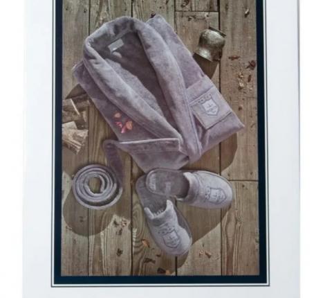 Халат мужской велюровый Maison D'or "BOSWELL" баклажан, M(46)/L(48)