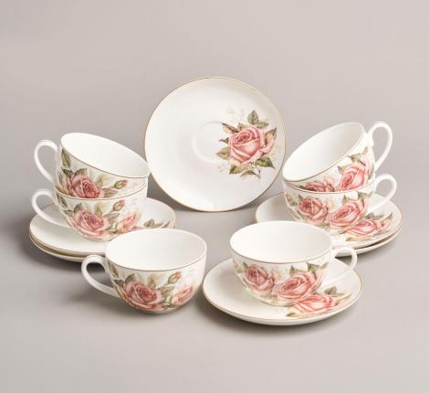 Чайный набор "КОРЕЙСКАЯ РОЗА" на 6 персон, 12 предметов (300 мл)