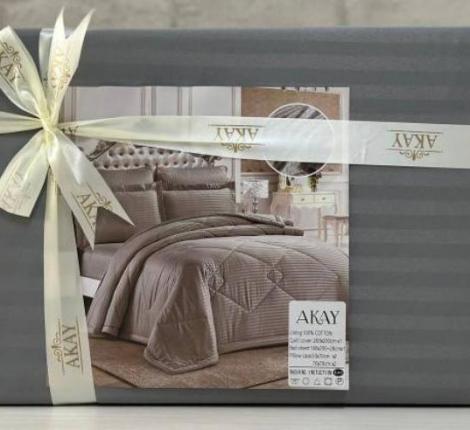 Постельное бельё AKAY SATEN (серый), 1,5 спальный