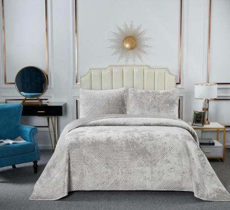 Покрывало "Sofi de Marko" Патрисия (светло-серый 1) Велюр, 240х260