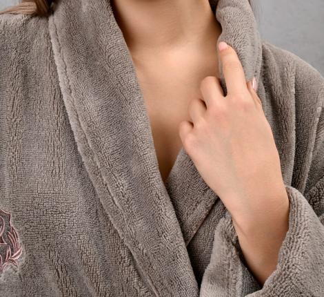 Халат женский трига шалька "AMBIELLA A-1295" тёмно-серый, 2XL