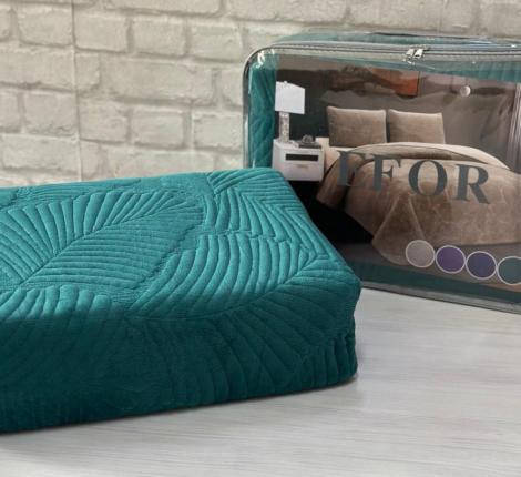 Покрывало велюровое "EFOR PREMIUM" УЗОР 240х260, изумрудный