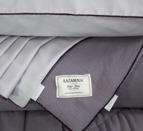 Постельное белье с одеялом "Kazanov.A." Muslin&Satin Solid color (графит сапфир), Евро
