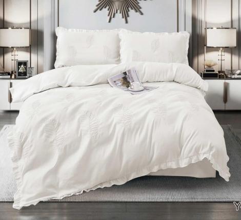 Постельное белье EFOR "COTTONI Y-5" с вышивкой "листок", Евро