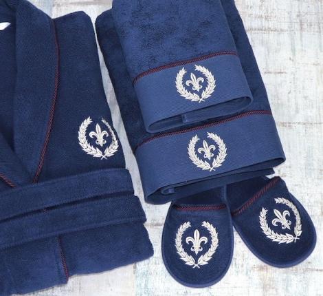 Халат мужской махровый с капюшоном Maison D'or "SEYMOUR" синий, XL(50)/2XL(52)