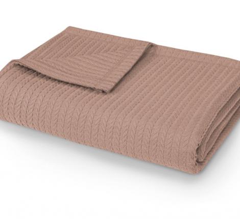 Плед-покрывало хлопковый "КОСА" коралловый, 160х230