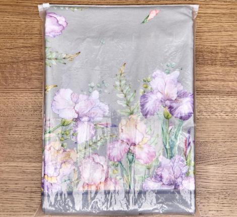 Скатерть овальная с пропиткой  "ИРИСЫ" 180х300 см, серый