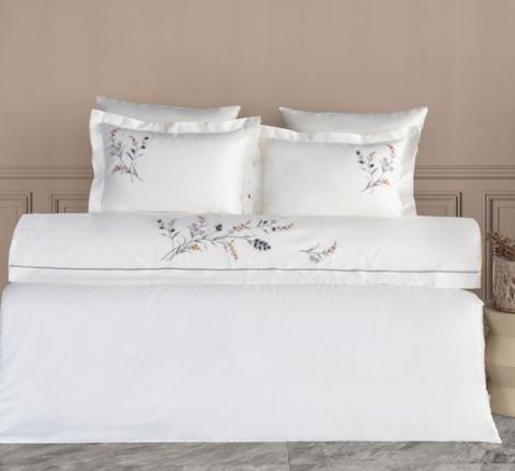 Постельное бельё "DANTELA VITA" сатин с вышивкой SEMENTA (антрацит), Евро