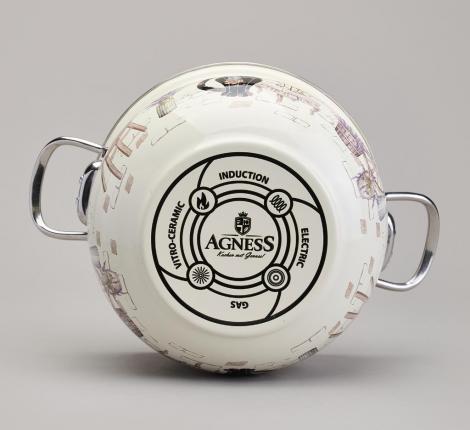 Кастрюля эмалированная со стеклянной крышкой "LAVANDER CATS", 3,8 л