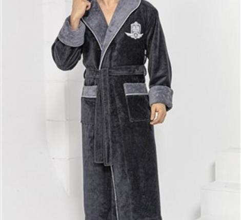 Халат мужской трига с капюшоном "AMBIELLA A-1120" антрацитовый, L-XL