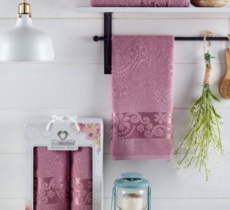 Комплект махровых полотенец "TWO DOLPHINS" (50x90/70х140) 2 шт. EMIRA, лиловый