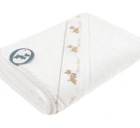 Полотенце с капюшоном BOVI "СОБАЧКИ" 100х100, белый/бежевый