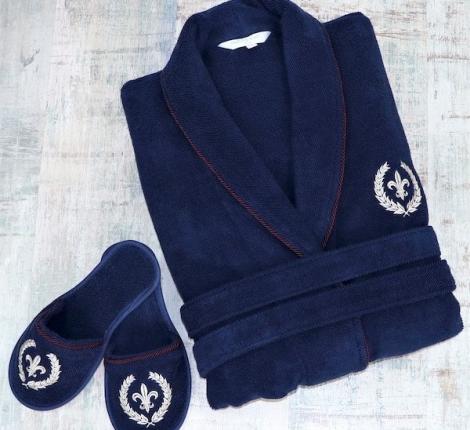 Халат мужской махровый с капюшоном Maison D'or "SEYMOUR" синий, 5XL(58)/6XL(60)