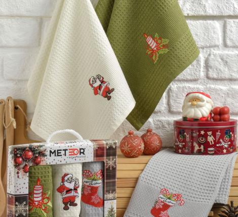 Салфетки вафельные "METEOR" 40х60 (3 шт.) NEW YERA СИМВОЛ ГОДА V1