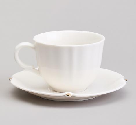 Чайный набор "SUNDAY" золотой на 2 персоны, 4 предмета (220 мл)