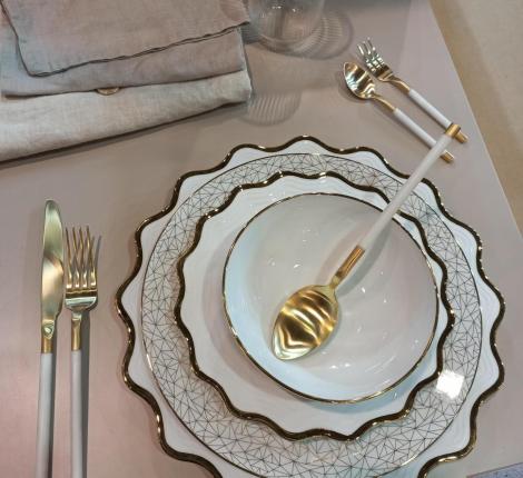 Набор столовых приборов "VOGUE" MAT IVORY GOLD 117 на 6 персон, 24 предмета