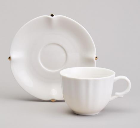 Чайный набор "SUNDAY" золотой на 2 персоны, 4 предмета (220 мл)