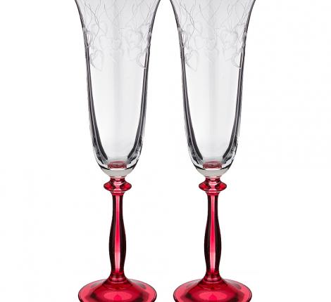 Набор бокалов для шампанского 2 штуки &quot;LOVE RED&quot; 180 мл