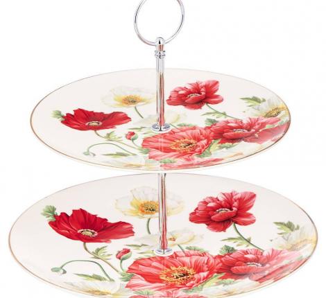 Блюдо двухъярусное "МАКИ", диаметр 20,5/27 см