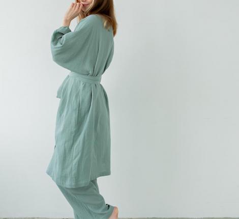 Халат Luxberry "Муслин и комфорт" пыльно-бирюзовый, S