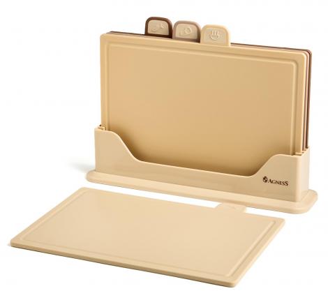 Набор из 4-х досок на подставке "AGNESS", бежевый