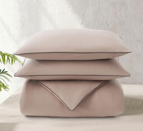 Постельное бельё "KARTEKS" сатин однотонный с кантом HK-03 (бежевый), Евро