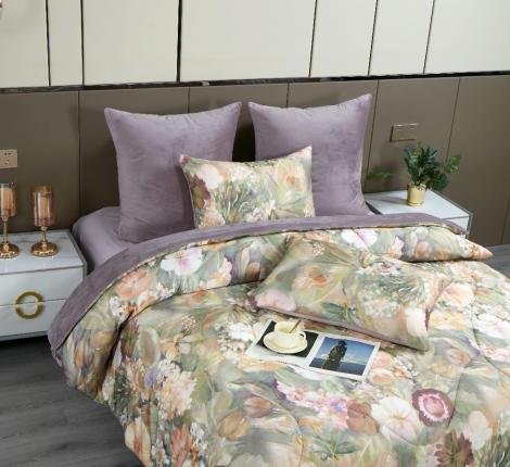 Постельное белье с одеялом "Kazanov.A." Муаре (пыльная орхидея) Велюр/Egypt Cotton, Евро