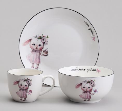 Набор детской посуды "МОЯ ЗАЙКА", 3 предмета