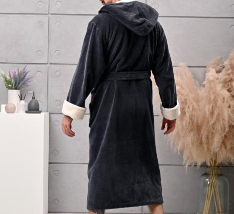 Халат мужской трига с капюшоном "AMBIELLA A-1125" антрацит, L/ХL