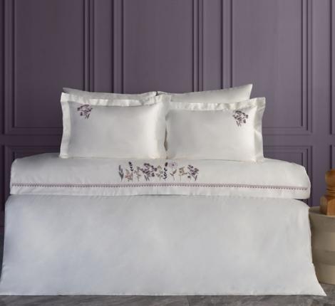 Постельное бельё "DANTELA VITA" сатин с вышивкой VERIA (баклажан), Евро