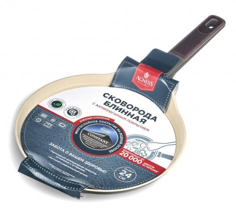 Сковорода блинная AGNESS "PFLUON MARBLE" 902-107, диаметр 24 см