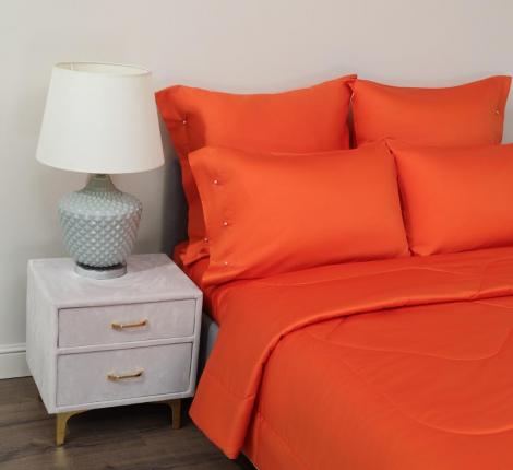 Постельное белье с одеялом "Sofi de Marko" Premium Mako (оранжевый) Сатин ДеЛюкс, Евро