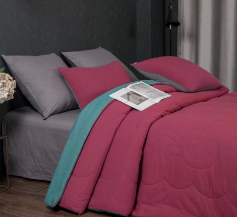 Постельное белье с одеялом "Kazanov.A." Эмир (бирюза малина графит) Муслин, Евро