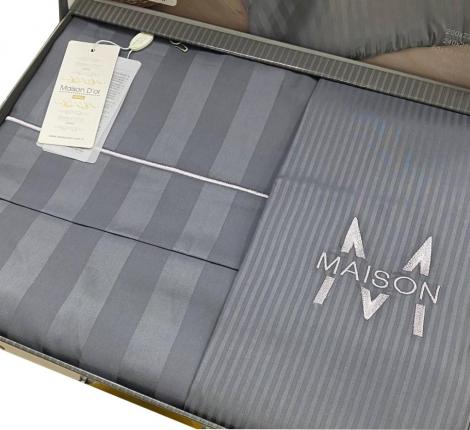 Постельное бельё "Maison D'or" ELEGANCE Страйп-сатин Евро, серый