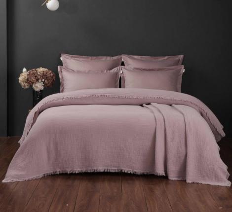 Постельное белье с покрывалом "Kazanov.A." Stonewash Muslin (пыльная роза) Муслин, Евро