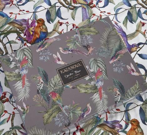 Постельное белье с одеялом "Kazanov.A." Колибри (аметист/жемчуг) Велюр/Egypt Cotton, Евро