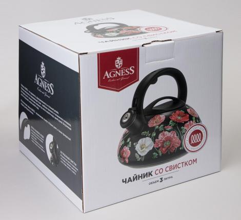 Чайник со свистком "БЕЛЫЕ МАКИ", 3,0 л