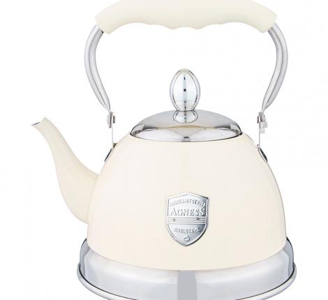 Чайник со свистком и складывающейся ручкой "ТЮДОР", 1,0 л (кремовый)