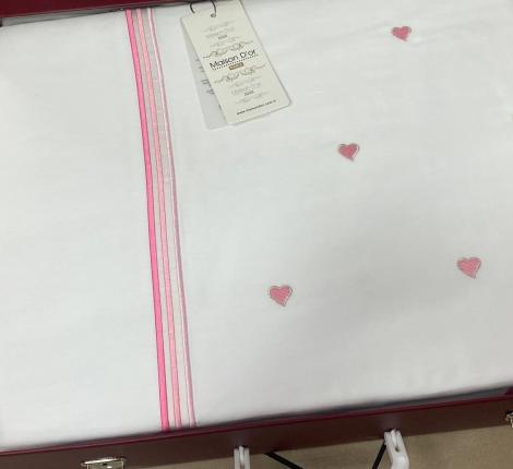 Постельное бельё "Maison D'or" LAMOUR Сатин Евро, бело-розовый