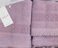 Комплект полотенец с кружевом 30x50-50x100-70x140 Maison D'or &quot;SUZANNE&quot;, фиолетовый