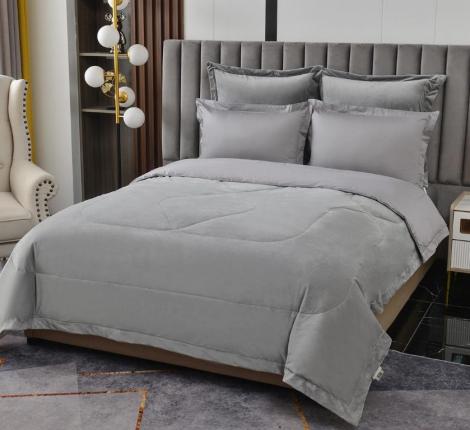 Постельное белье с одеялом "Sofi de Marko" Энрике (серый-м) Велюр, Семейный