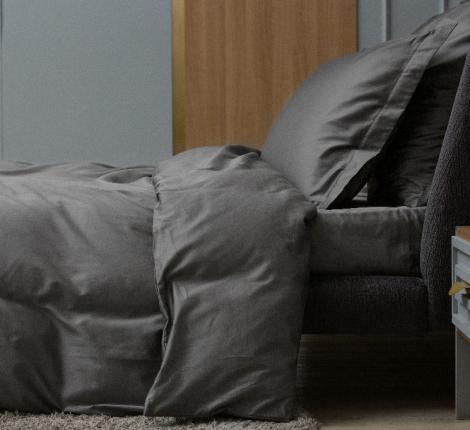 Простыня на резинке "GRAPHITE ALLURE GRASS" Мако-Сатин, 160х200x40